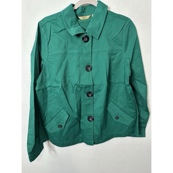 Motto Long Sleeve Button Front Dark Green Jacket w/ Pleat Detailing Size Medium - Picture 1 of 12